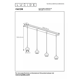FAVORI piekaramā lampa 4xGU10 balta/matēta misiņa (Lucide)