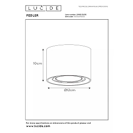 FEDLER griestu prožektors Ø12 1 x 12 W GU10 ES111 dim-to-warm melns (Lucide)
