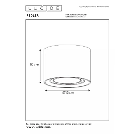 FEDLER griestu prožektors Ø12 cm 1 x 12 W GU10 ES111 dim-to-warm balts (Lucide)
