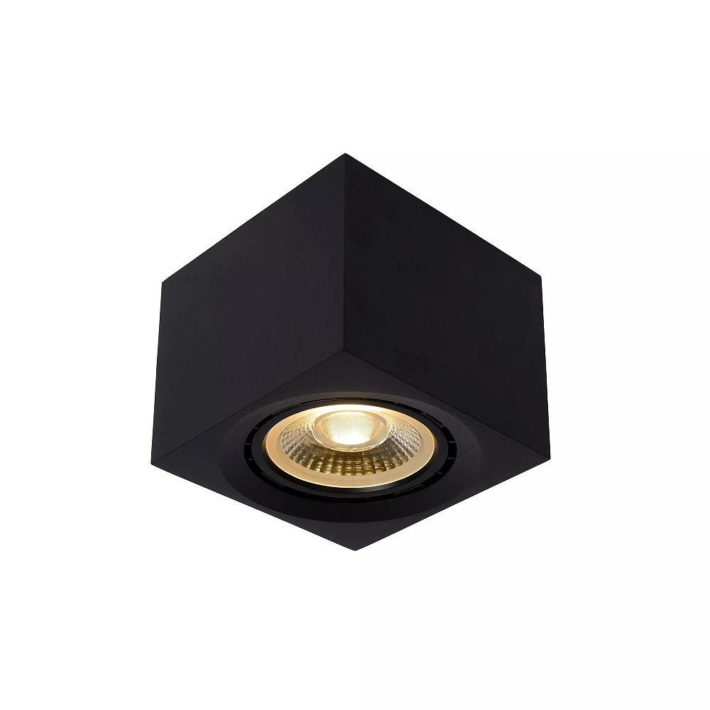 FEDLER griestu prožektors 12 x 12 cm 1 x 12 W GU10 ES111 dim-to-warm melns (Lucide)