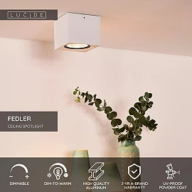 FEDLER griestu prožektors 12 x 12 cm 1 x 12 W GU10 ES111 dim-to-warm balts (Lucide)