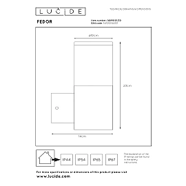 FEDOR outdoor wall light 1x40W E27 black (Lucide)