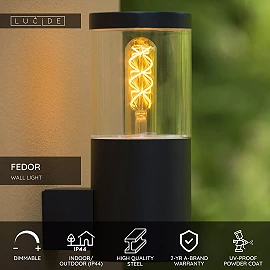 FEDOR outdoor wall light 1x40W E27 black (Lucide)