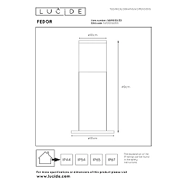 FEDOR bollard light 1x40W E27 black (Lucide)