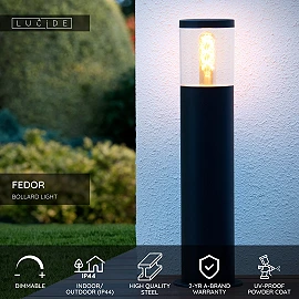 FEDOR bollard light 1x40W E27 black (Lucide)
