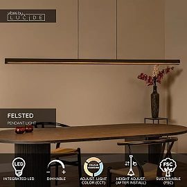 FELSTED Piekaramā lampa LED dim 1x28W 2200K/4000K melna (Lucide)