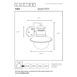 FIGO outdoor wall light 1xE27 black (Lucide)
