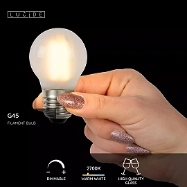 G45 filament LED bulb E27 1 × 4 W 400 lm 2700 K dimmable frosted (Lucide)