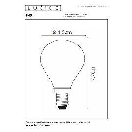 P45 filament LED bulb E14 1 × 4 W 400 lm 2700 K dimmable frosted (Lucide)