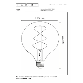 G95 filament LED bulb E27 1 × 4.9 W 450 lm 2200 K dimmable amber (Lucide)