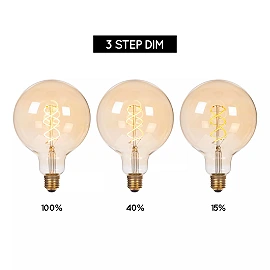 G125 filament LED bulb E27 1 × 4.9 W 440 lm 2200 K dimmable amber (Lucide)