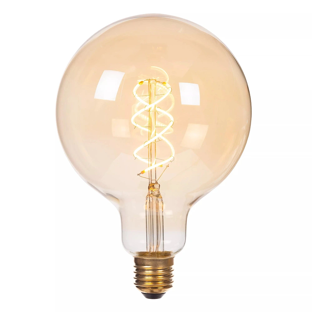 G125 filament LED bulb E27 1 × 4.9 W 440 lm 2200 K dimmable amber (Lucide)