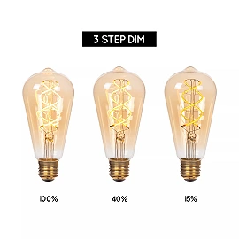 ST64 filament LED bulb E27 1 × 4.9 W 450 lm 2200 K dimmable amber (Lucide)