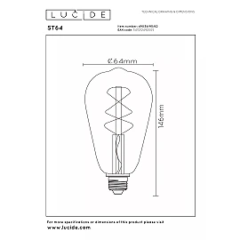 ST64 filament LED bulb E27 1 × 4.9 W 450 lm 2200 K dimmable amber (Lucide)
