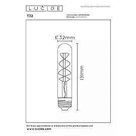T32 H15 cm filament LED bulb E27 1 × 4.9 W 410 lm 2200 K dimmable amber (Lucide)