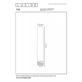 T32 H20 cm filament LED bulb E27 1 × 4.9 W 440 lm 2200 K dimmable amber (Lucide)