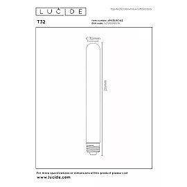 T32 H25 cm filament LED bulb E27 1 × 4.9 W 450 lm 2200 K dimmable amber (Lucide)