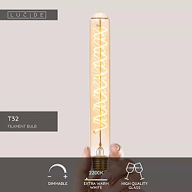 T32 H25 cm filament LED bulb E27 1 × 4.9 W 450 lm 2200 K dimmable amber (Lucide)