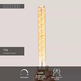 T32 H30 cm filament LED bulb E27 1 × 4.9 W 450 lm 2200 K dimmable amber (Lucide)