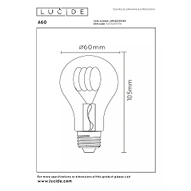 A60 filament LED bulb E27 1 × 4.9 W 450 lm 2700 K dimmable transparent (Lucide)