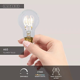 A60 filament LED bulb E27 1 × 4.9 W 450 lm 2700 K dimmable transparent (Lucide)
