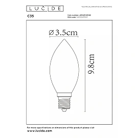C35 filament LED bulb E14 1 × 3 W 165 lm 2200 K dimmable amber (Lucide)