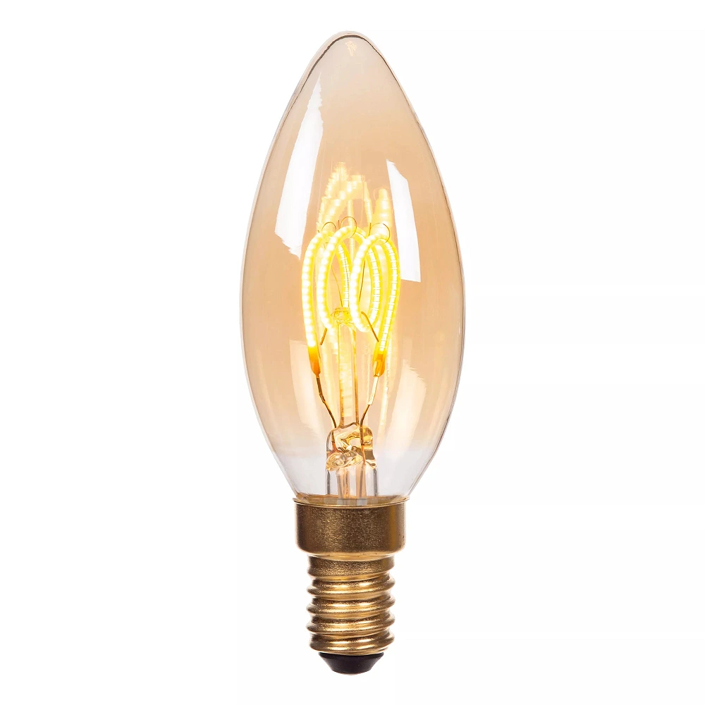 C35 filament LED bulb E14 1 × 3 W 200 lm 2200 K dimmable amber (Lucide)