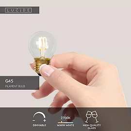 G45 filament LED bulb E27 1 × 3 W 210 lm 2700 K dimmable transparent (Lucide)