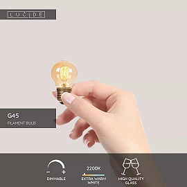 G45 filament LED bulb E27 1 × 3 W 190 lm 2200 K dimmable amber (Lucide)