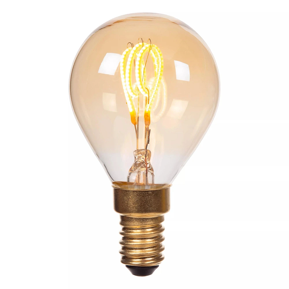 P45 filament LED bulb E14 1 × 3 W 200 lm 2200 K dimmable amber (Lucide)