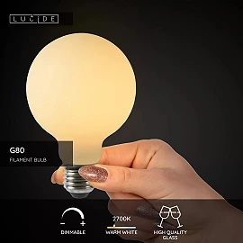 G80 filament LED bulb E27 1 × 4.9 W 500 lm 2700 K dimmable opal (Lucide)
