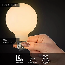 G80 filament LED bulb E27 1 × 8 W 1080 lm 2700 K dimmable opal (Lucide)