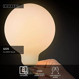 G125 filament LED bulb E27 1 × 8 W 1080 lm 2700 K dimmable opal (Lucide)
