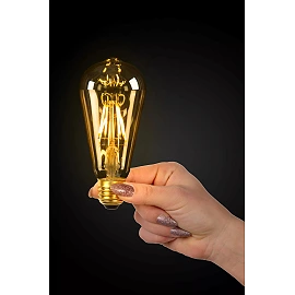 ST64 filament LED bulb E27 1 × 5 W 600 lm 2700 K dimmable amber (Lucide)