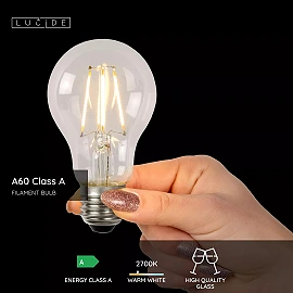 A60 Class A filament LED bulb E27 1 × 7 W 1480 lm 2700 K non-dimmable transparent (Lucide)