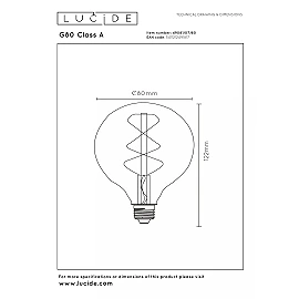 G80 Class A filament LED bulb E27 1 × 7 W 1480 lm 2700 K non-dimmable transparent (Lucide)