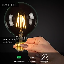 G125 Class A filament LED bulb E27 1 × 7 W 1480 lm 2700 K non-dimmable transparent (Lucide)