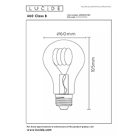 A60 Class B filament LED bulb E27 1 × 7 W 1300 lm 2700 K dimmable transparent (Lucide)