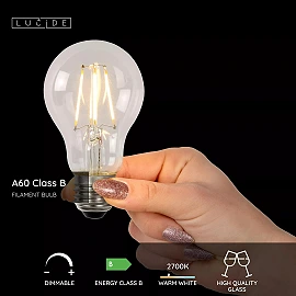A60 Class B filament LED bulb E27 1 × 7 W 1300 lm 2700 K dimmable transparent (Lucide)