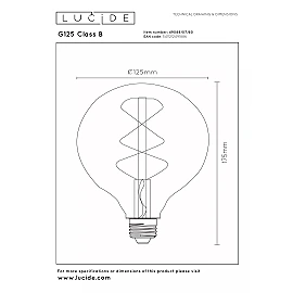G125 Class B filament LED bulb E27 1 × 7 W 1300 lm 2700 K dimmable transparent (Lucide)