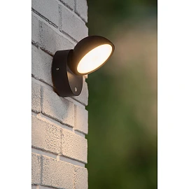 FINN LED outdoor wall light with dusk sensor 1 x 12 W 3000K black (Lucide)