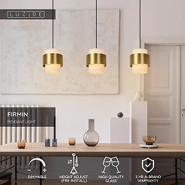 FIRMIN Pendant light 3xE27 matt gold brass (Lucide)