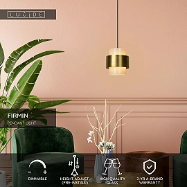 FIRMIN Pendant light Ø20 cm E27 matt gold brass (Lucide)