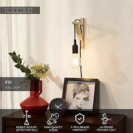 FIX Wall light E27 black (Lucide)