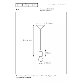 FIX Pendant light Ø10 cm E27 black (Lucide)