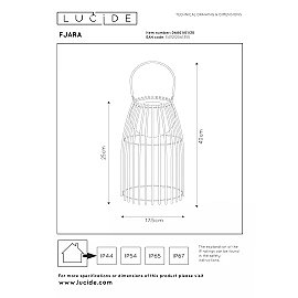 FJARA uzlādējama āra LED galda lampa 0,3 W 3000 K melna (Lucide)