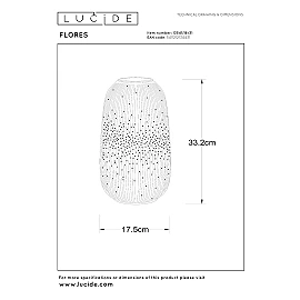 FLORES galda lampa Ø17,5 cm 1 x E14 balta porcelāna (Lucide)