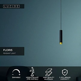 FLORIS pendant light Ø5.9 cm 1xGU10 black (Lucide)