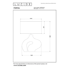 FORMA galda lampa 1 x 40 W E27 balta (Lucide)