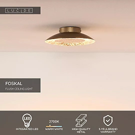 FOSKAL Flush ceiling light Ø21.5 cm LED 1x6W 2700K Brass (Lucide)